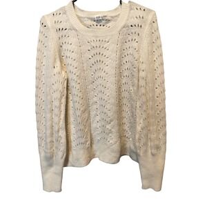 GAP Women Cream Cable‎ Knit Sweater Crewneck Long Sleeve Size L